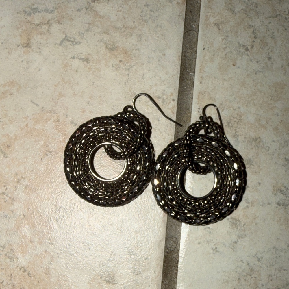 Elegant Black and Silver Hoop Earrings